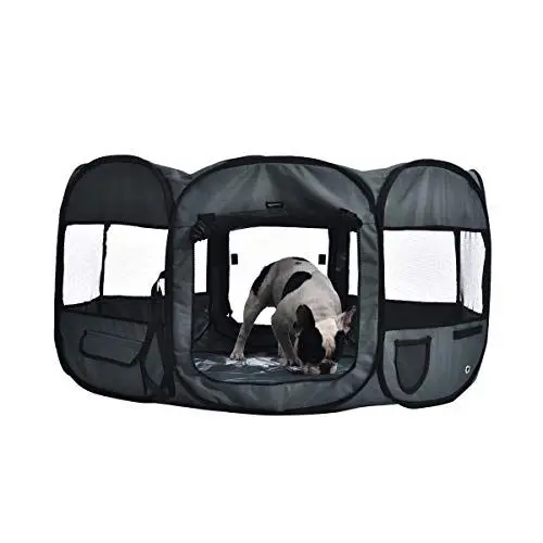 Produktbild: Amazon Basics Achteckig Tragbarer, weicher Haustier-Laufstall, 114 cm, Grau