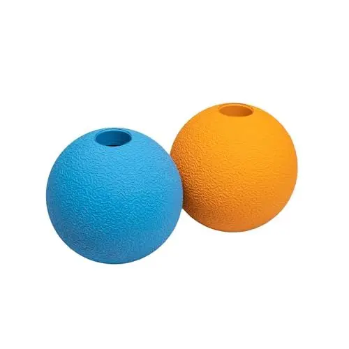 Produktbild: Amazon Basics Apportierbälle aus Gummi zum Spielen für Hunde, 2 Stück, 7.62 cm, Blau, Orange