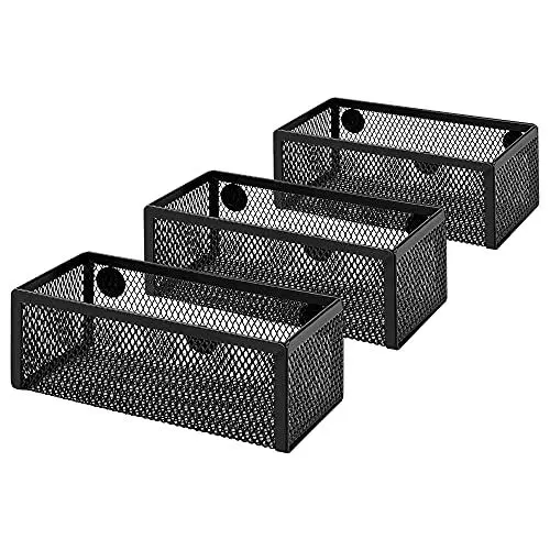Produktbild: Amazon Basics Aufbewahrungskörbe aus magnetischem Netz, schwarz, 14,8 x 6,5 x 5,4 cm