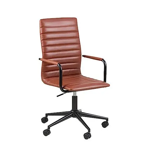 Produktbild: Amazon Basics Bürostuhl aus Kunstleder (Polyurethan), 58 x 45 x 103 cm, Braun
