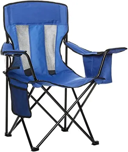 Produktbild: Amazon Basics Campingstuhl mit Kühlfach, Normalen, Mesh, Blau