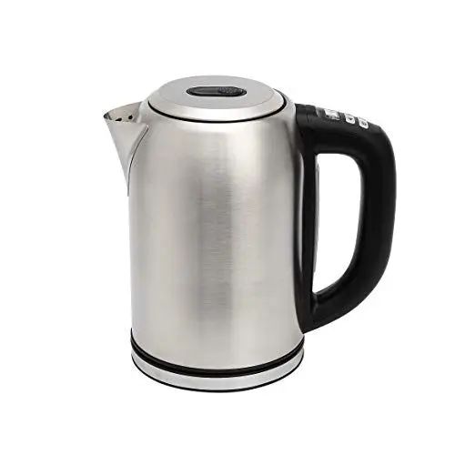 Produktbild: Amazon Basics Edelstahlwasserkocher mit Digitalanzeige, Strix-Controller, Warmhaltefunktion, Temperaturregelung, 1,7 l (EU-Stecker), Silber