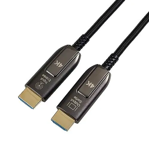 Produktbild: Amazon Basics Glasfaser-HDMI-Kabel, umflochten, Hochgeschwindigkeitskabel, 10 m, Schwarz