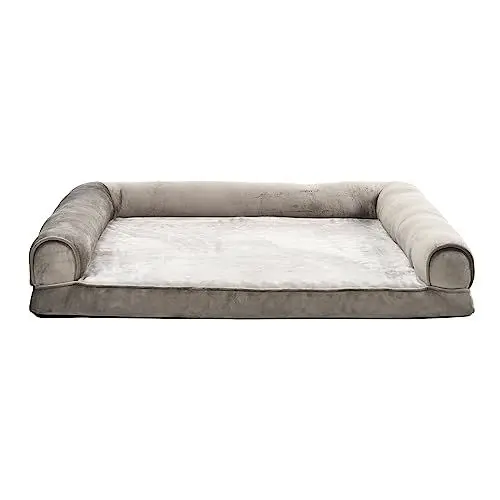Produktbild: Amazon Basics Großes Hundebett/Sofa in U-Form aus Schaumstoff, mit abnehmbarem, waschbarem Bezug, Braun, 91 x 69 x 17 cm (L x W x H)