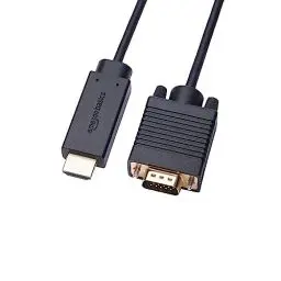 Produktbild: Amazon Basics HDMI-Kabel (Quelle) auf VGA-Kabel (Display) (nicht bidirektional), vergoldet, 6 feet, Schwarz