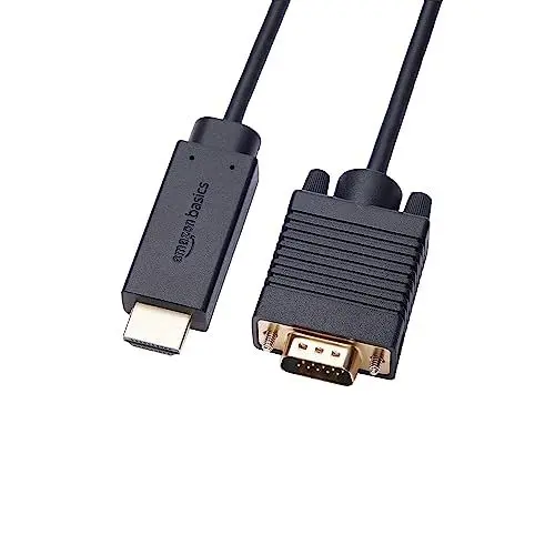 Produktbild: Amazon Basics HDMI-Kabel (Quelle) auf VGA-Kabel (Display) (nicht bidirektional), vergoldet, 6 feet, Schwarz