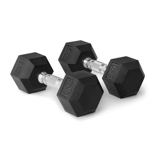 Produktbild: Amazon Basics Hantel-Set, mit Gummibeschichtung, sechseckig, 6 kg, Schwarz