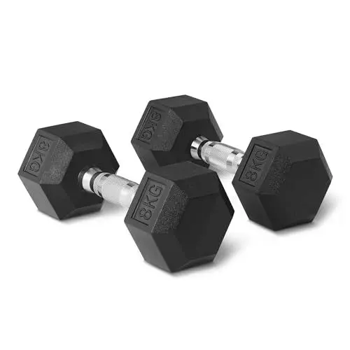 Produktbild: Amazon Basics Hantel-Set, mit Gummibeschichtung, sechseckig, 8 kg, Schwarz