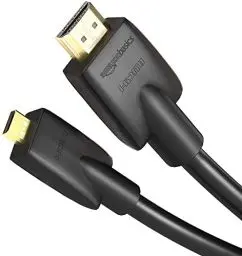 Produktbild: Amazon Basics Hochgeschwindigkeits-HDMI-Kabel, Typ Micro-HDMI auf HDMI D, HDMI-Standard 2.0, 0.9 m, Monitor, Schwarz