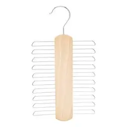 Produktbild: Amazon Basics Holz-Krawatten- und Gürtelhalter mit 20 Stangen, 2 Stück, 1er-Pack, Doppelpack, Natur
