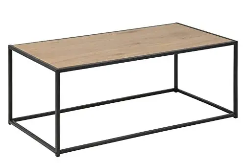 Produktbild: Amazon Basics Jörn Rechteckiger Couchtisch mit Tischplatte in Wildeiche Optik und Schwarzem Stahlrahmen, Wohnzimmermöbel, B: 100 x H: 40 x T: 50 cm(Früher Movian)