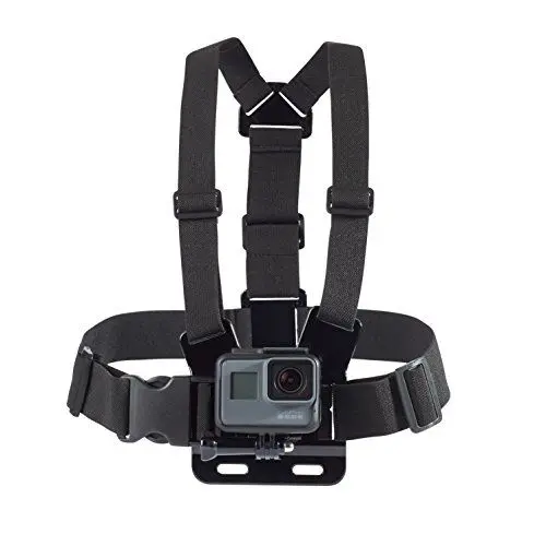 Produktbild: Amazon Basics Verstellbares Brustgurt-Halterungsset für GoPro- und Actionkameras, Leicht & Bequem, Schwarz