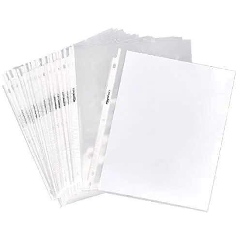 Produktbild: Amazon Basics Transparent folien für Ringbuchordner mit 3 Ringen, ca. 21,5 x 28 cm, PP, 100 Stück, Briefgröße
