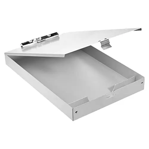 Produktbild: Amazon Basics Klemmbrett mit Ablage, Aluminium - 35,56 x 22.8 cm, zweistufig, Standardklemme, Silberfarben