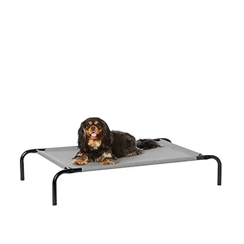 Produktbild: Amazon Basics Kühlendes erhöhtes Haustierbett per Hund, Größe S, L 90 x B 55 x H 19 cm, Grau