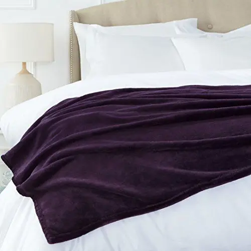 Produktbild: Amazon Basics Überwurf Kuscheldecke, Nicht beheizt, aus weichem, samtigem Plüsch, 168 x 229 cm, Aubergine