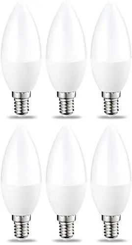 Produktbild: Amazon Basics LED-Leuchtmittel in Kerzenform, kleines Edison-Schraubgewinde E14, 4.9 W (entspricht 40-W-Glühbirne), Warmweiß, nicht dimmbar, 6 Stück (1er-Pack)