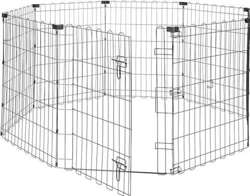 Produktbild: Amazon Basics Achteckig, Quadrat, Rechteck Laufgehege für Hunde und andere Haustiere, faltbar Metall mit Tür, 152.4 x 152.4 x 76.2 cm hoch, Schwarz
