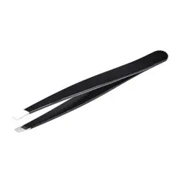 Produktbild: Amazon Basics Pinzette mit schräger Spitze, professionell, Edelstahl, zur effektiven Haarentfernung, ideal für tägliche Beauty-Routine, mit Reiseetui, schwarz, 1er-Pack (Früher Marke AmazonCommercial)