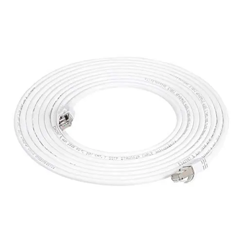 Produktbild: Amazon Basics RJ45 Cat 7-Hochgeschwindigkeits-Gigabit-Ethernet-Patch-Internetkabel - 4.5m 1 Stück (15 ft), Weiß