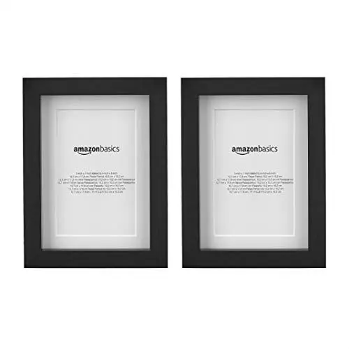 Produktbild: Amazon Basics Rechteckig, 2 Stück, Fotorahmen mit Matte - 13 x 18 cm, mattiert zu 10 x 15 cm, Schwarz