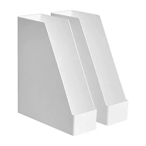 Produktbild: Amazon Basics Rechteckig, 2 Stück, Kunststoff-Organizer, Zeitschriftenhalter, 2 Pack, Weiß