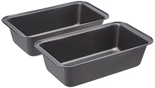 Produktbild: Amazon Basics Rechteckig Brotbackform, 2er-Pack, antihaftbeschichtet, Karbonstahl, Grau, 27x15x7 cm
