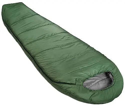 Produktbild: Amazon Basics Schlafsack für kaltes Wetter, zum Camping und Wandern, leicht, Mumienschlafsack, Olivgrün