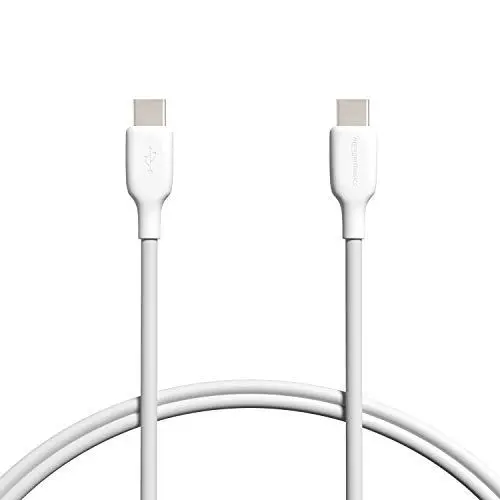 Produktbild: Amazon Basics USB-C-auf-USB-C 2.0 Schnellladekabel, 480 Mbit/s Geschwindigkeit, USB-IF-zertifiziert, für Apple iPhone 16/15, iPad, Samsung Galaxy, Tablets, Laptops, 0.9 m, Weiß