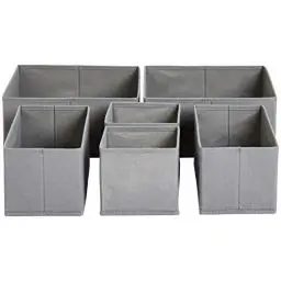 Produktbild: Amazon Basics Schubladen-Organizer/Ordnungssystem für Kleidung - Faltbar für Garderobe Schlafzimmer oder Küche, 6 Stück, Grau