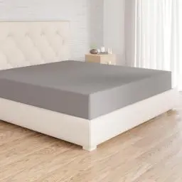 Produktbild: Amazon Basics Spannbettlaken, 180 x 200 x 30 cm, Mikrofaser, Spannbetttuch - Matratzenhöhe bis 30 cm, Dunkelgrau