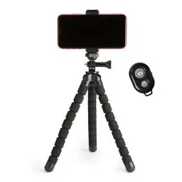 Produktbild: Amazon Basics Stativ, tragbar und flexibel, mit kabelloser Fernbedienung und Smartphone-Halterung, 25,4 cm lang, Schwarz
