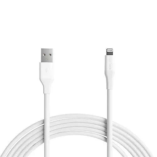 Produktbild: Amazon Basics USB-A-auf-Lightning-ABS-Ladekabel, MFi-zertifiziertes Ladegerät für Apple iPhone 14 13 12 11 X Xs Pro, Pro Max, Plus, iPad, 3 m, Weiß