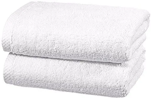 Produktbild: Amazon Basics - 100% Baumwolle schnelltrocknend Händehandtuch-Set, 2 Handtücher, 90 x 50 cm,Weiß