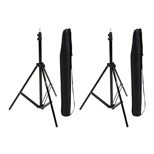 Produktbild: Amazon Basics 2er-Pack Aluminium 2,04 m Kamera Beleuchtungsstativ für Studio- und On-Location-Fotos, 821 g, max. Belastung 3,17 kg, Höhenverstellbar, Tragbar, Kompakte Aufbewahrung - Schwarz