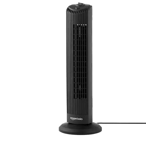 Produktbild: Amazon Basics Oszillierender Turmventilator 71 cm mit 60-Grad-Winkel für Schlafzimmer, Wohnzimmer, Büro, 3 Geschwindigkeiten, Intuitive Mechanische Steuerung, Mattschwarz, 35W, 71 cm x 24 cm x 24 cm