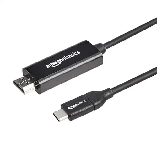 Produktbild: Amazon Basics Adapterkabel USB-C (Quelle) auf HDMI (Display), Thunderbolt-3-kompatibel, 4K bei 30 Hz, 0.91 m, schwarz