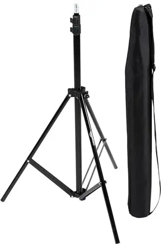 Produktbild: Amazon Basics Aluminium 2,04 m Kamera Beleuchtungsstativ für Studio- und On-Location-Fotos, 1,22 kg, max. Belastung 3,17 kg, Höhenverstellbar, Tragbar, Kompakte Aufbewahrung - Schwarz