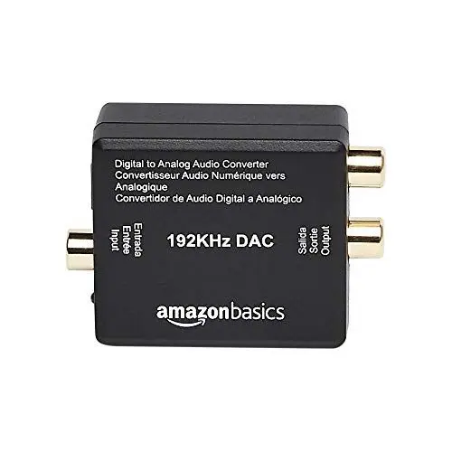 Produktbild: Amazon Basics – Audioadapter für digitales optisches Coax auf analoges RCA, 192 kHz, ABS, 2 x 1.61 x 1.02in