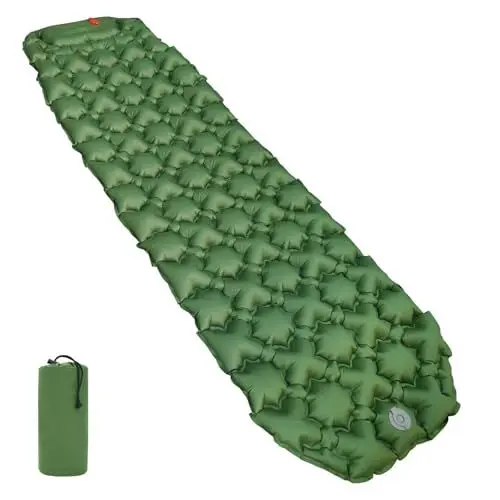 Produktbild: Amazon Basics Camping-Isomatte, leicht, wasserdicht, mit Fußpumpe, 5,6 cm dick, Olivgrün, M