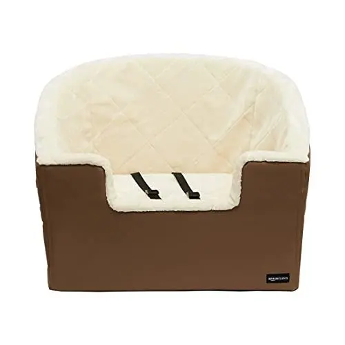 Produktbild: Amazon Basics Erhöhter Auto-Schalensitz für Haustiere, Groß, hellbraun, 45,7 x 55,8 x 40,6 cm