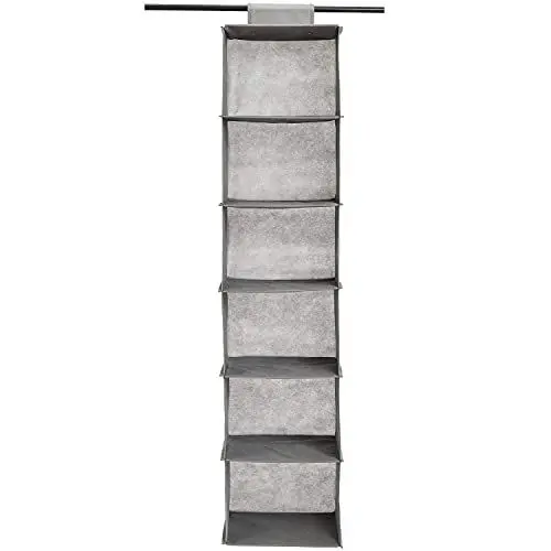 Produktbild: Amazon Basics Hängeaufbewahrung für den Schrank Wandschrank, 6 Regale, Grau, 22D x 29W x 23H cm