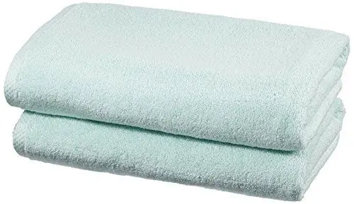 Produktbild: Amazon Basics - Handtuch-Set, schnelltrocknend, 2 Badetücher - Eisblau, 100% Baumwolle