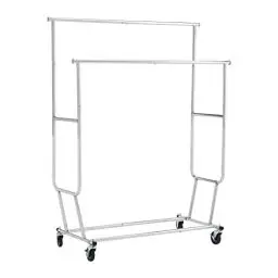 Produktbild: Amazon Basics – Kleiderstange mit Rollen, Chrom, 128-187,9 x 54,6 x 142,2-167,64 cm
