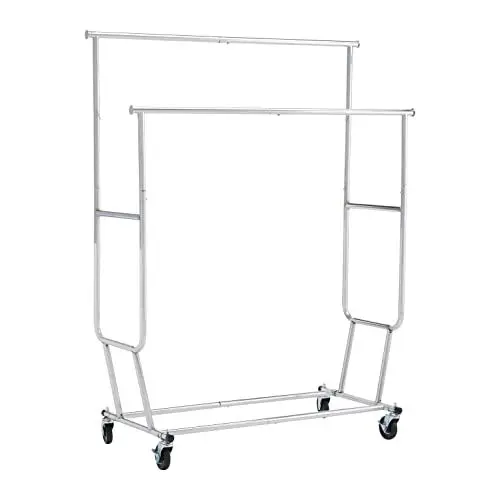 Produktbild: Amazon Basics – Kleiderstange mit Rollen, Chrom, 128-187,9 x 54,6 x 142,2-167,64 cm