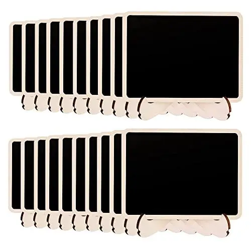 Produktbild: Amazon Basics Kleine Tafel-Holzschilder mit Staffelei, 20 Stück, 8B x 10H cm, Schwarz