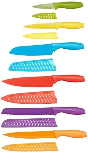 Produktbild: Amazon Basics Messer-Set, bunt, 12-teilig