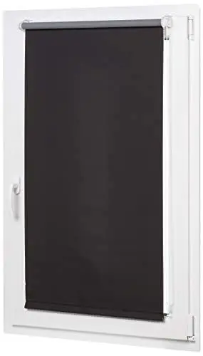 Produktbild: Amazon Basics Verdunkelungsrollo, UV-Schutz, wärmeisoliert, trimmbar, ohne Bohren, 56 x 150 cm, Schwarz