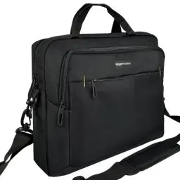 Produktbild: Amazon Basics kompakte Laptoptasche, Umhängetasche/Tragetasche mit Taschen zur Aufbewahrung von Zubehör, für Laptops bis zu 14 Zoll (35,6 cm), Schwarz, 1 Stück