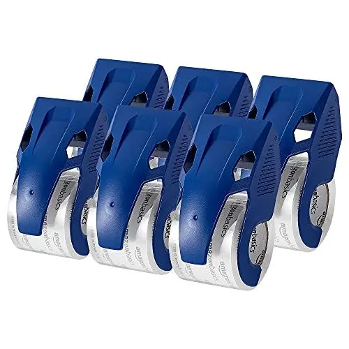 Produktbild: Amazon Basics strapazierfähiges Paketband mit Abroller, für Versand, Umzug und Lagerung, 6 Stück, 10,9 cm x 6,7 cm x 5,9 cm